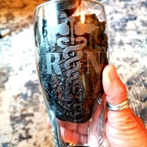 Hand etched RN glass...